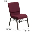 Flash Furniture XU-CH-60096-BYXY56-BAS-GG Stacking Church Chair w/ Burgundy Patterned Fabric Back & Seat - Steel Frame, Gold Vein thumbnail 2