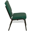 Flash Furniture XU-CH-60096-GN-BAS-GG Stacking Church Chair w/ Green Patterned Polyester Back & Seat - Steel Frame, Gold Vein thumbnail 2