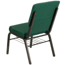 Flash Furniture XU-CH-60096-GN-BAS-GG Stacking Church Chair w/ Green Patterned Polyester Back & Seat - Steel Frame, Gold Vein thumbnail 3