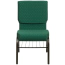 Flash Furniture XU-CH-60096-GN-BAS-GG Stacking Church Chair w/ Green Patterned Polyester Back & Seat - Steel Frame, Gold Vein thumbnail 4