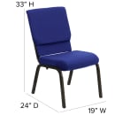Flash Furniture XU-CH-60096-NVY-GG Stacking Church Chair w/ Navy Blue Polyester Back & Seat - Steel Frame, Gold Vein thumbnail 2