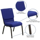 Flash Furniture XU-CH-60096-NVY-GG Stacking Church Chair w/ Navy Blue Polyester Back & Seat - Steel Frame, Gold Vein thumbnail 3
