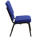 Flash Furniture XU-CH-60096-NVY-GG Stacking Church Chair w/ Navy Blue Polyester Back & Seat - Steel Frame, Gold Vein thumbnail 4
