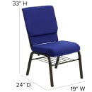 Flash Furniture XU-CH-60096-NVY-BAS-GG Stacking Church Chair w/ Navy Blue Polyester Back & Seat - Steel Frame, Gold Vein thumbnail 2