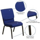 Flash Furniture XU-CH-60096-NVY-DOT-GG Stacking Church Chair w/ Navy Blue Dot Fabric Back & Seat - Steel Frame, Gold Vein thumbnail 3