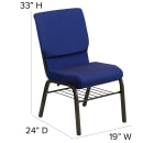 Flash Furniture XU-CH-60096-NVY-DOT-BAS-GG Stacking Church Chair w/ Navy Blue Dot Fabric Back & Seat - Steel Frame, Gold Vein thumbnail 2