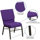 Flash Furniture XU-CH-60096-PU-BAS-GG Stacking Church Chair w/ Purple Polyester Back & Seat - Steel Frame, Gold Vein thumbnail 3