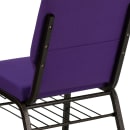 Flash Furniture XU-CH-60096-PU-BAS-GG Stacking Church Chair w/ Purple Polyester Back & Seat - Steel Frame, Gold Vein thumbnail 8