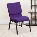 Flash Furniture XU-CH-60096-PU-BAS-GG Stacking Church Chair w/ Purple Polyester Back & Seat - Steel Frame, Gold Vein thumbnail 9