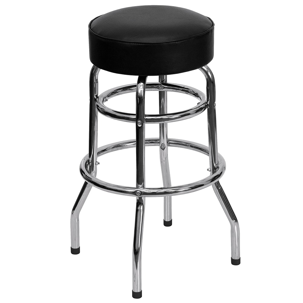 Flash Furniture XU-D-100-GG Backless Swivel Bar Stool w/ Black Vinyl Seat, Chrome