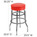 Flash Furniture XU-D-100-RED-GG Backless Swivel Bar Stool w/ Red Vinyl Seat, Chrome thumbnail 2