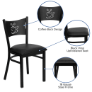 Flash Furniture XU-DG-60099-COF-BLKV-GG Restaurant Chair w/ Coffee Cutout Back & Black Vinyl Seat - Steel Frame, Black thumbnail 3