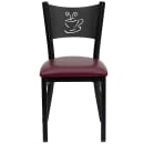 Flash Furniture XU-DG-60099-COF-BURV-GG Restaurant Chair w/ Coffee Cutout Back & Burgundy Vinyl Seat - Steel Frame, Black thumbnail 4