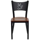 Flash Furniture XU-DG-60099-COF-CHYW-GG Restaurant Chair w/ Coffee Cutout Back & Cherry Wood Seat - Steel Frame, Black thumbnail 4