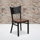 Flash Furniture XU-DG-60099-COF-CHYW-GG Restaurant Chair w/ Coffee Cutout Back & Cherry Wood Seat - Steel Frame, Black thumbnail 5