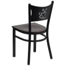 Flash Furniture XU-DG-60099-COF-MAHW-GG Restaurant Chair w/ Coffee Cutout Back & Mahogany Wood Seat - Steel Frame, Black thumbnail 3