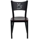 Flash Furniture XU-DG-60099-COF-MAHW-GG Restaurant Chair w/ Coffee Cutout Back & Mahogany Wood Seat - Steel Frame, Black thumbnail 4