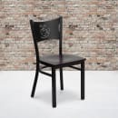 Flash Furniture XU-DG-60099-COF-MAHW-GG Restaurant Chair w/ Coffee Cutout Back & Mahogany Wood Seat - Steel Frame, Black thumbnail 5