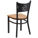 Flash Furniture XU-DG-60099-COF-NATW-GG Restaurant Chair w/ Coffee Cutout Back & Natural Wood Seat - Steel Frame, Black thumbnail 3