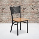 Flash Furniture XU-DG-60099-COF-NATW-GG Restaurant Chair w/ Coffee Cutout Back & Natural Wood Seat - Steel Frame, Black thumbnail 5
