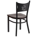 Flash Furniture XU-DG-60099-COF-WALW-GG Restaurant Chair w/ Coffee Cutout Back & Walnut Wood Seat - Steel Frame, Black thumbnail 3