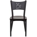 Flash Furniture XU-DG-60099-COF-WALW-GG Restaurant Chair w/ Coffee Cutout Back & Walnut Wood Seat - Steel Frame, Black thumbnail 4
