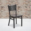 Flash Furniture XU-DG-60099-COF-WALW-GG Restaurant Chair w/ Coffee Cutout Back & Walnut Wood Seat - Steel Frame, Black thumbnail 5