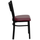 Flash Furniture XU-DG-60115-GRD-BURV-GG Restaurant Chair w/ Grid Back & Burgundy Vinyl Seat - Steel Frame, Black thumbnail 2