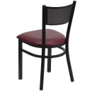 Flash Furniture XU-DG-60115-GRD-BURV-GG Restaurant Chair w/ Grid Back & Burgundy Vinyl Seat - Steel Frame, Black thumbnail 3