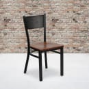 Flash Furniture XU-DG-60115-GRD-CHYW-GG Restaurant Chair w/ Grid Back & Cherry Wood Seat - Steel Frame, Black thumbnail 5