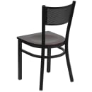 Flash Furniture XU-DG-60115-GRD-MAHW-GG Restaurant Chair w/ Grid Back & Mahogany Wood Seat - Steel Frame, Black thumbnail 3