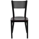 Flash Furniture XU-DG-60115-GRD-MAHW-GG Restaurant Chair w/ Grid Back & Mahogany Wood Seat - Steel Frame, Black thumbnail 4