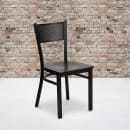 Flash Furniture XU-DG-60115-GRD-MAHW-GG Restaurant Chair w/ Grid Back & Mahogany Wood Seat - Steel Frame, Black thumbnail 5