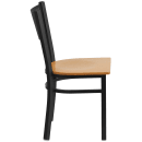 Flash Furniture XU-DG-60115-GRD-NATW-GG Restaurant Chair w/ Grid Back & Natural Wood Seat - Steel Frame, Black thumbnail 2