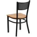Flash Furniture XU-DG-60115-GRD-NATW-GG Restaurant Chair w/ Grid Back & Natural Wood Seat - Steel Frame, Black thumbnail 3