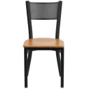 Flash Furniture XU-DG-60115-GRD-NATW-GG Restaurant Chair w/ Grid Back & Natural Wood Seat - Steel Frame, Black thumbnail 4