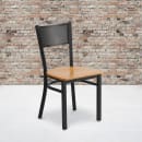 Flash Furniture XU-DG-60115-GRD-NATW-GG Restaurant Chair w/ Grid Back & Natural Wood Seat - Steel Frame, Black thumbnail 5