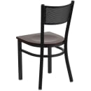 Flash Furniture XU-DG-60115-GRD-WALW-GG Restaurant Chair w/ Grid Back & Walnut Wood Seat - Steel Frame, Black thumbnail 3