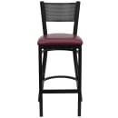 Flash Furniture XU-DG-60116-GRD-BAR-BURV-GG Bar Stool w/ Grid Back & Burgundy Vinyl Seat, Black thumbnail 4