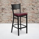 Flash Furniture XU-DG-60116-GRD-BAR-BURV-GG Bar Stool w/ Grid Back & Burgundy Vinyl Seat, Black thumbnail 5