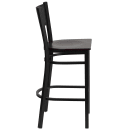 Flash Furniture XU-DG-60116-GRD-BAR-MAHW-GG Bar Stool w/ Grid Back & Mahogany Wood Seat, Black thumbnail 2