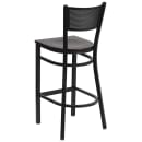 Flash Furniture XU-DG-60116-GRD-BAR-MAHW-GG Bar Stool w/ Grid Back & Mahogany Wood Seat, Black thumbnail 3