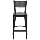 Flash Furniture XU-DG-60116-GRD-BAR-MAHW-GG Bar Stool w/ Grid Back & Mahogany Wood Seat, Black thumbnail 4