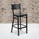 Flash Furniture XU-DG-60116-GRD-BAR-MAHW-GG Bar Stool w/ Grid Back & Mahogany Wood Seat, Black thumbnail 5