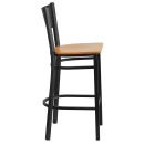 Flash Furniture XU-DG-60116-GRD-BAR-NATW-GG Bar Stool w/ Grid Back & Natural Wood Seat, Black thumbnail 2