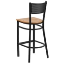 Flash Furniture XU-DG-60116-GRD-BAR-NATW-GG Bar Stool w/ Grid Back & Natural Wood Seat, Black thumbnail 3