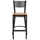 Flash Furniture XU-DG-60116-GRD-BAR-NATW-GG Bar Stool w/ Grid Back & Natural Wood Seat, Black thumbnail 4