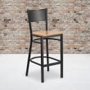 Flash Furniture XU-DG-60116-GRD-BAR-NATW-GG Bar Stool w/ Grid Back & Natural Wood Seat, Black thumbnail 5