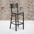 Flash Furniture XU-DG-60116-GRD-BAR-WALW-GG Bar Stool w/ Grid Back & Walnut Wood Seat, Black thumbnail 5