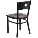 Flash Furniture XU-DG-60119-CIR-WALW-GG Restaurant Chair w/ Circle Cutout Back & Walnut Wood Seat - Steel Frame, Black thumbnail 3